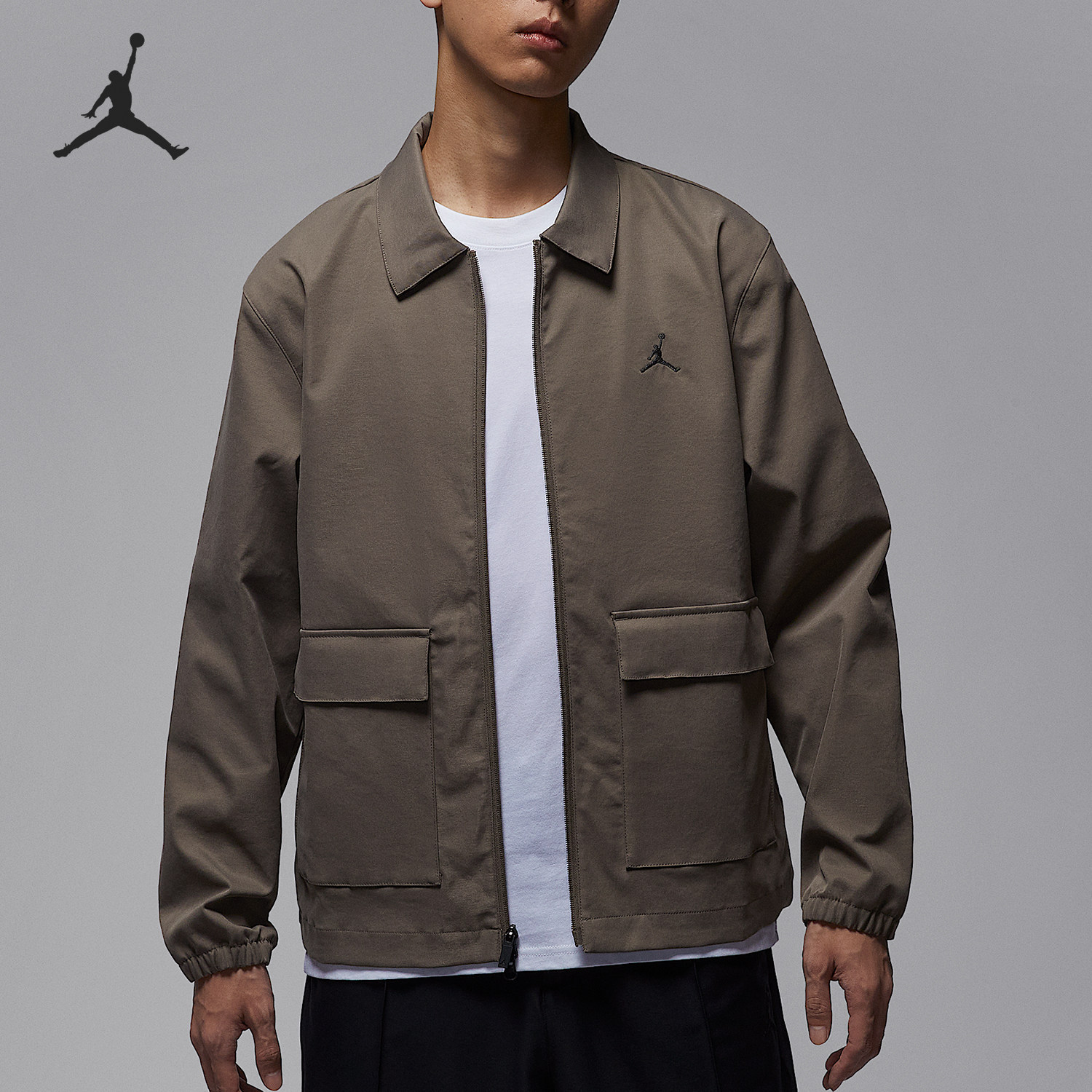 Nike/耐克官方正品Jordan男士翻领拉链宽松高尔夫夹克HQ8682-040 - 实物图
