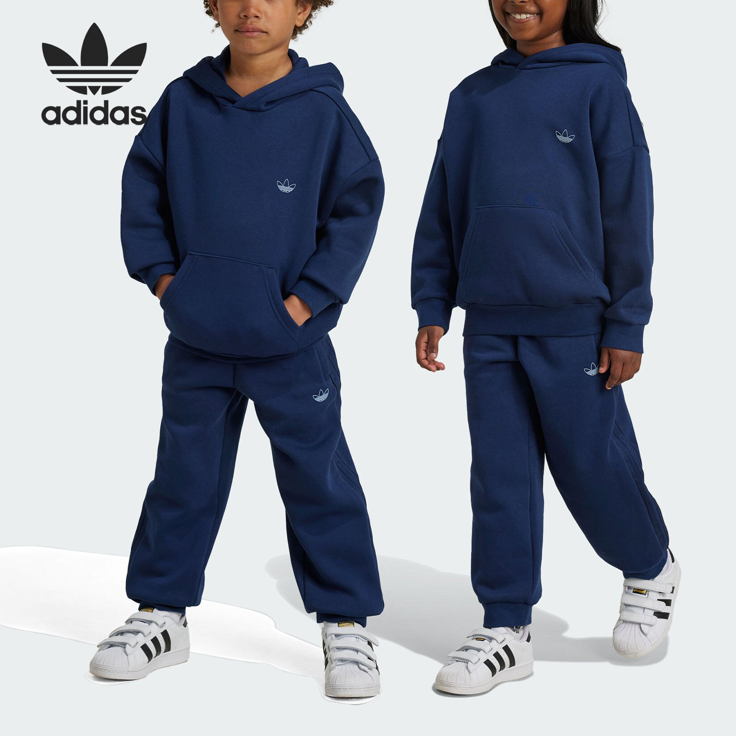 Adidas/阿迪达斯正品三叶草小童运动户外休闲连帽套装IZ4555