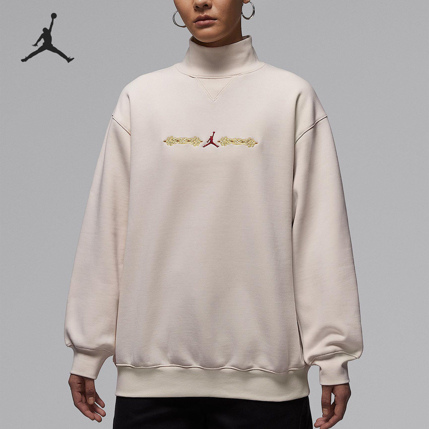 Nike/耐克正品JORDAN女士立领套头刺绣运动卫衣IQ3965-102,运动服/休闲服装,运动卫衣/套头衫,淘宝优惠券,粉丝福利购,淘宝优惠卷