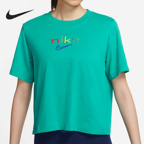 nike刺绣运动t恤正品2021年新款