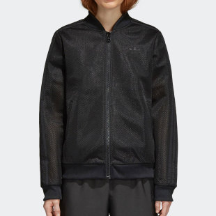 运动女子拉链夹克外套CV5798 26夏三叶草时尚 Adidas 阿迪达斯正品