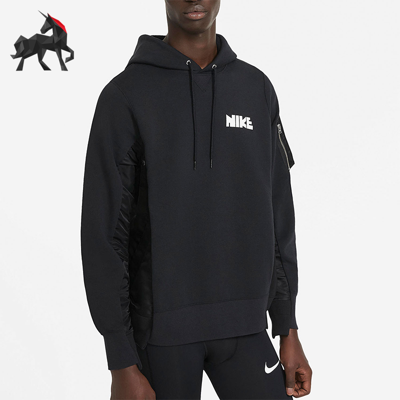 耐克男士休闲舒适拼接连帽卫衣