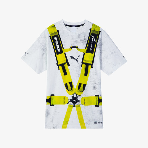 Puma/彪马正品A$AP ROCKY男士安全带印花宽松圆领运动短袖