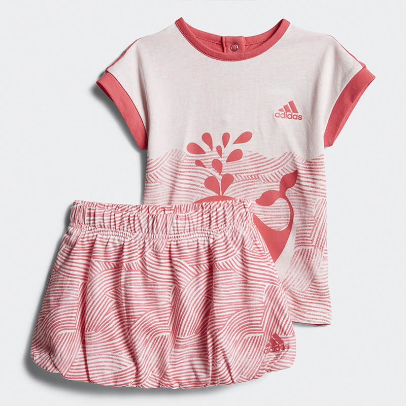 Adidas/阿迪达斯正品当季新款女童休闲短袖裙子套装 CF7422