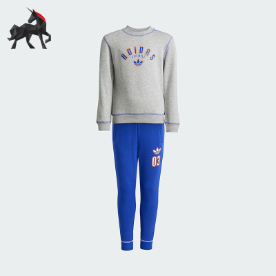 Adidas/阿迪达斯正品三叶草小童耐穿运动圆领日常户外套装JX5260