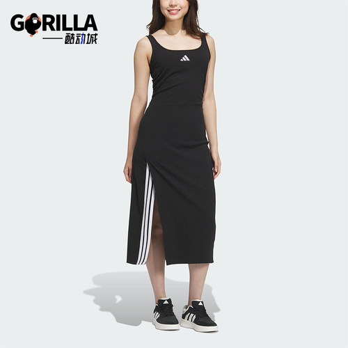 Adidas/阿迪达斯正品STORY DRESS女士修身长款开叉连衣裙KB7758
