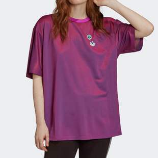 SHEER 三叶草 阿迪达斯正品 T恤FU3763 秋季 运动短袖 TEE女装 Adidas