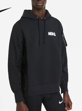 Nike/耐克正品Sacai联名款男士休闲拼接舒适连帽卫衣CW2419-010