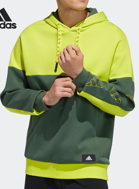 Adidas/阿迪达斯正品2021新款男子运动印花拼色连帽卫衣 GP1820