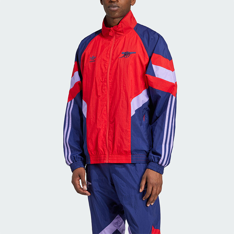 阿迪达斯男士拼接宽松立领外套