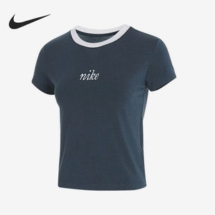 圆领休闲运动短袖 新款 女士修身 478 HF8820 耐克官方正品 Nike 秋季