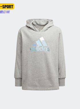 Adidas/阿迪达斯正品2025秋季大童印花宽松连帽落肩卫衣H57219