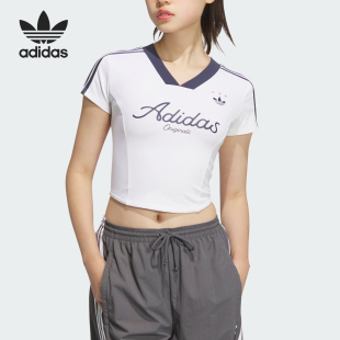 运动T恤JD1130 Adidas 阿迪达斯官方正品 三叶草女士时尚 休闲短款