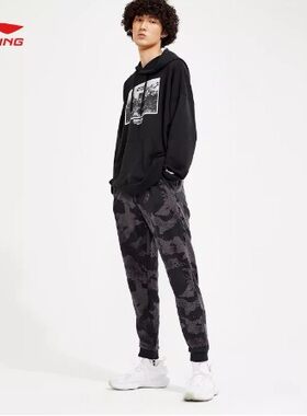 李宁运动裤男卫裤秋冬季新款男裤BADFIVE加绒保暖长裤AKLP571