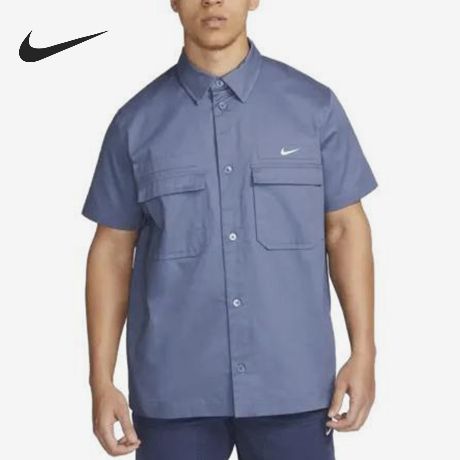 Nike/耐克官方正品夏季男士刺绣时尚舒适运动短袖衬衫DX3340-491