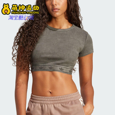Adidas/阿迪达斯正品三叶草女士针织短款经典时尚透气短袖JD0041
