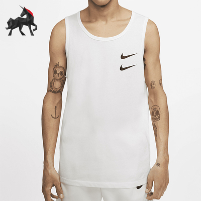 Nike/耐克正品2025男士休闲无袖印花圆领套头背心T恤CQ5293-100