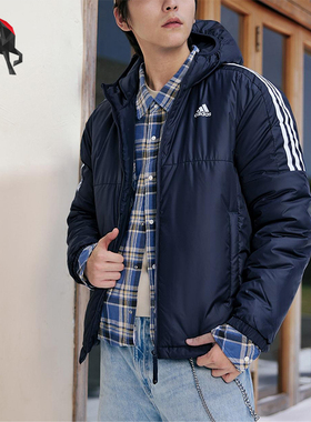 Adidas/阿迪达斯正品2025秋季款男士经典保暖运动连帽棉服KF6757