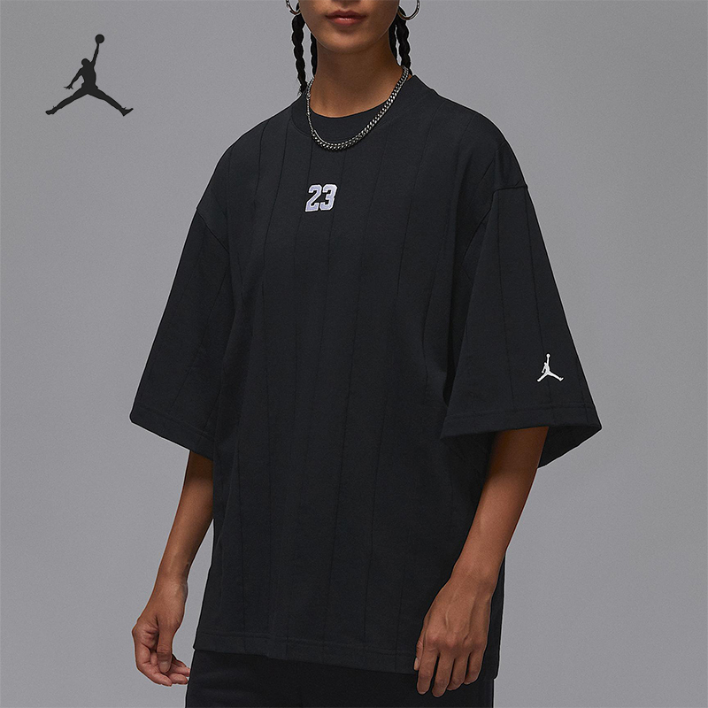 Nike/耐克正品JORDAN女士休闲运动宽松透气刺绣短袖HV0400-010