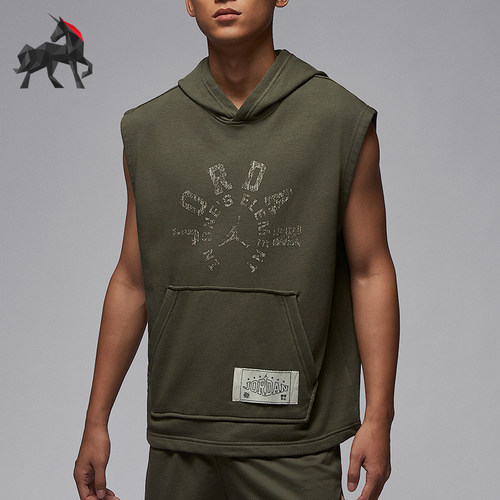 Nike/耐克正品JORDAN男士无袖运动套头休闲针织连帽衫HV1260-222