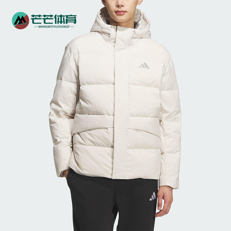 Adidas/阿迪达斯正品LINEAR男女运动日常保暖连帽羽绒服KQ5523