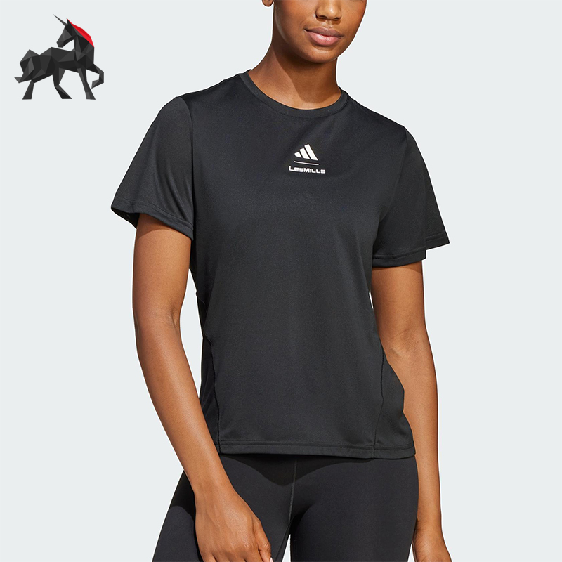 Adidas/阿迪达斯正品LES MILLS女士健身经典训练运动短袖JJ1431