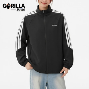 Adidas/阿迪达斯正品新款女士运动保暖经典拉链跑步外套KQ5370