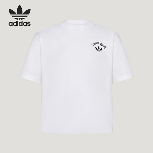Adidas/阿迪达斯正品三叶草儿童宽松亲肤字母印花T恤KX7594