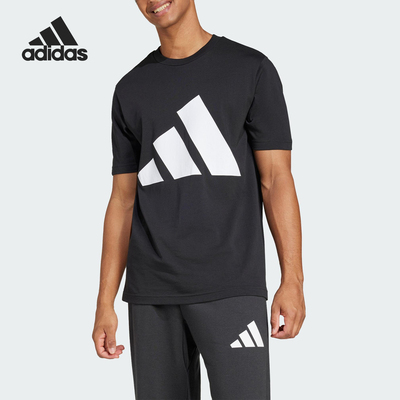 阿迪达斯男士透气休闲圆领短袖