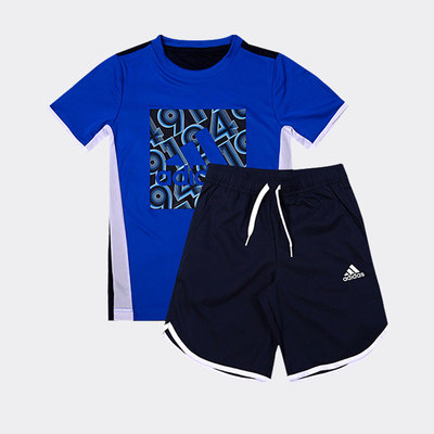 阿迪达斯大童短袖件套运动套装