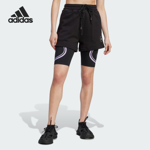 新款 女子运动休闲户外健身短裤 阿迪达斯官方正品 Adidas IJ7797