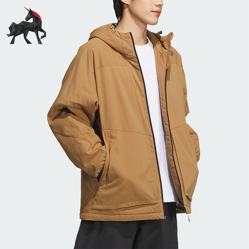 Adidas/阿迪达斯正品新款男士防泼水保暖运动连帽棉服JY4196