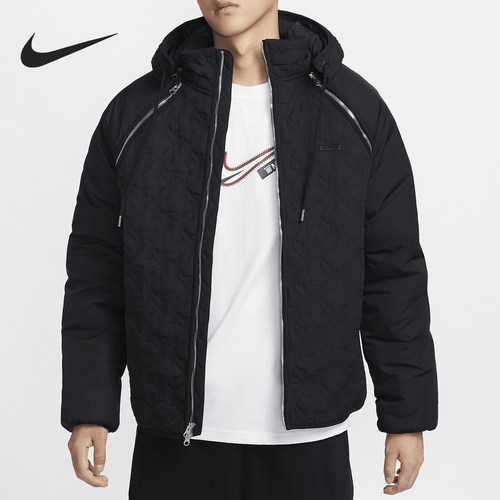 Nike/耐克正品秋季新款男士宽松连帽保暖篮球棉服FZ1033-010