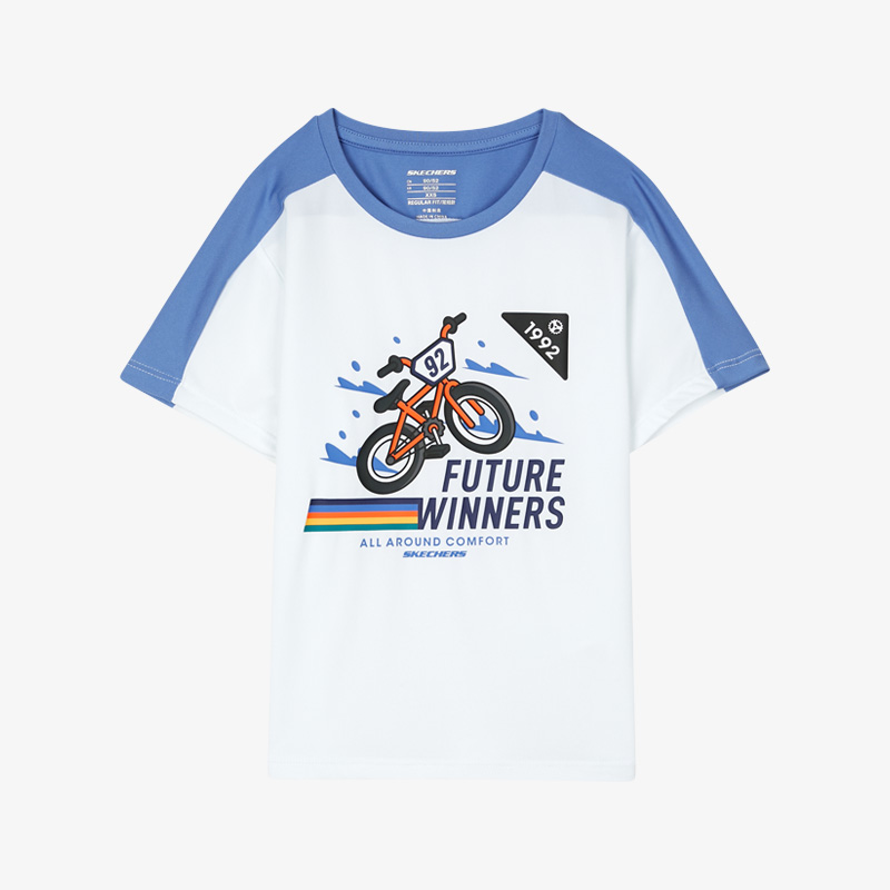 斯凯奇运动休闲男童针织短袖T恤