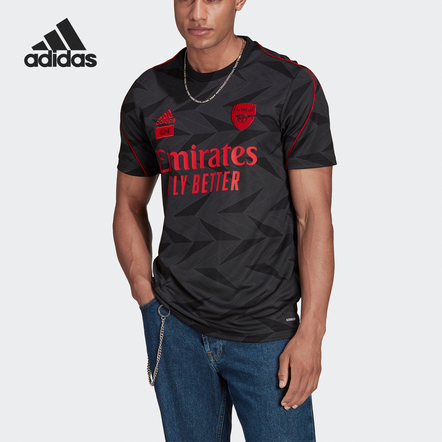 阿迪达斯男士足球运动球衣