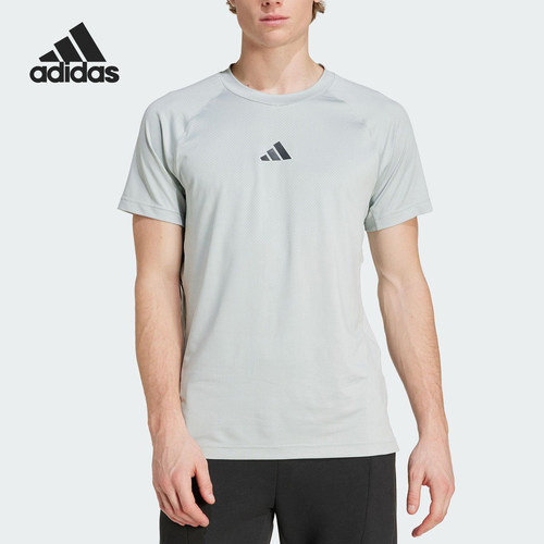 阿迪达斯男士圆领透气运动短袖