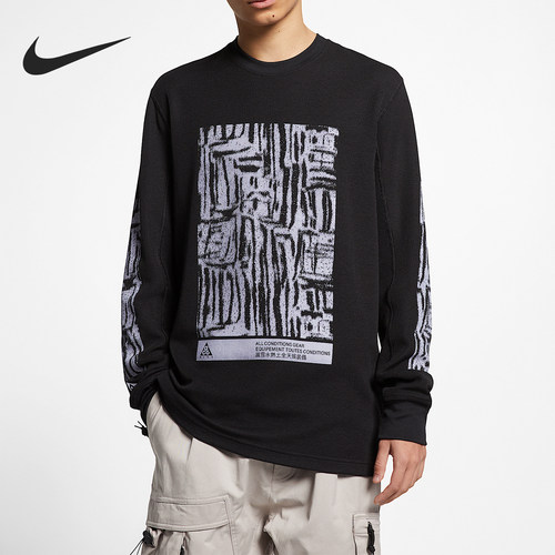 Nike/耐克正品休闲男士圆领时尚印花运动长袖卫衣BQ7205-010