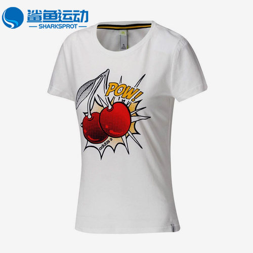 Adidas/阿迪达斯正品夏季neo女士圆领经典时尚图案短袖T恤AB3771