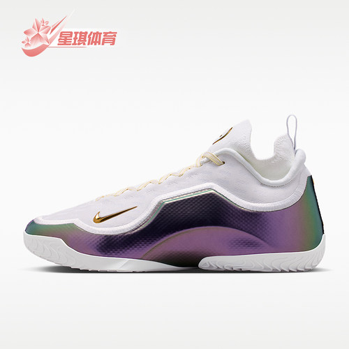 Nike/耐克正品LeBron新款男白紫色经典实战外场篮球鞋IB9558-100
