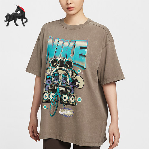 Nike/耐克正品2025夏季女士圆领宽松潮流经典短袖T恤HF9692-214
