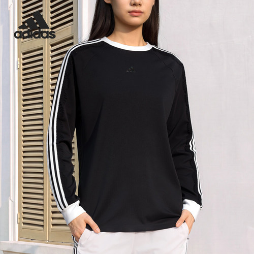 Adidas/阿迪达斯正品女士蕾丝花边经典圆领休闲长袖T恤LD8222