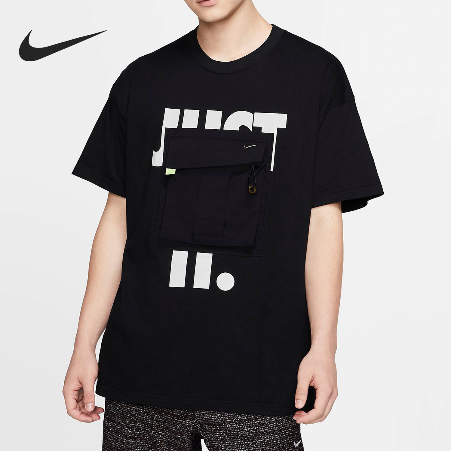 Nike/耐克正品iSPA Air 经典logo男子口袋运动休闲黑色短袖CD8350