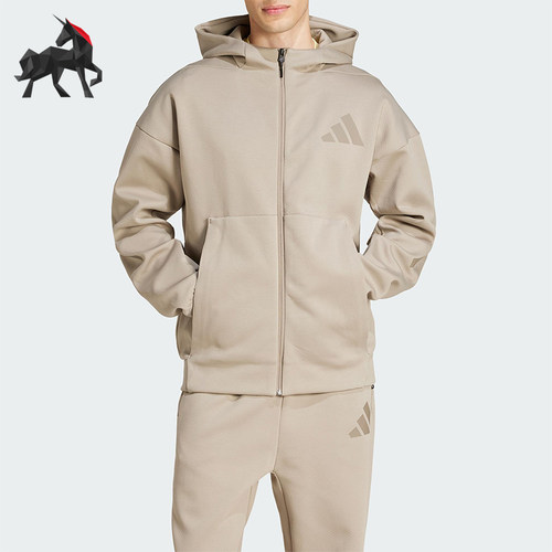Adidas/阿迪达斯正品新款男士针织柔软连帽拉链外套JC5495