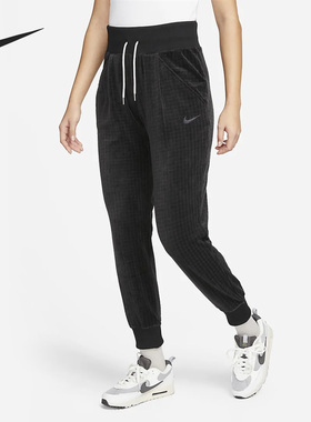 Nike/耐克官方正品春季新款女子高腰平绒运动收口长裤DV7821-010