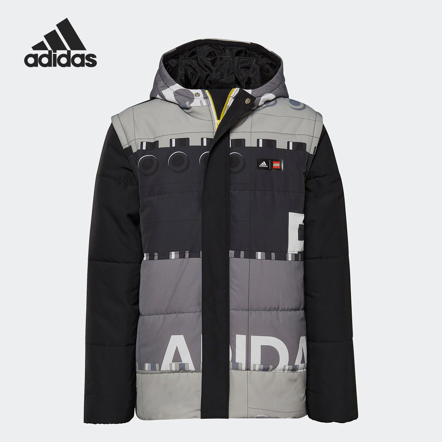 阿迪达斯正品大童连帽棉服