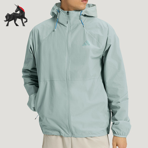 Adidas/阿迪达斯正品夏季男士多口袋凉感运动休闲连帽外套KR2512