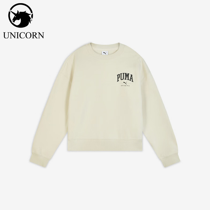 Puma/彪马正品2025冬季款女士针织休闲圆领长袖运动卫衣692905-87