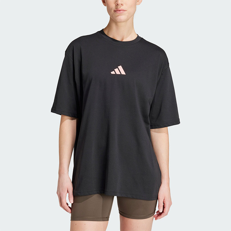 Adidas/阿迪达斯正品新款女士简约休闲经典背后印花短袖IW0135