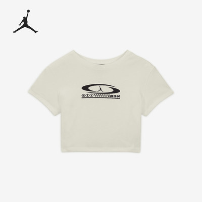 Nike/耐克正品JORDAN女士半截袖圆领印花针织短袖FQ7806-133