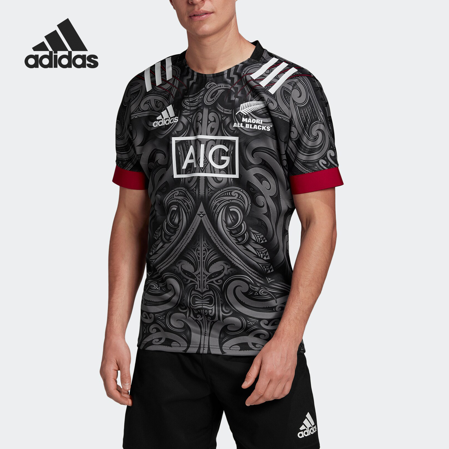 Adidas/阿迪达斯正品男子橄榄球运动训练印花短袖T恤 GH5013